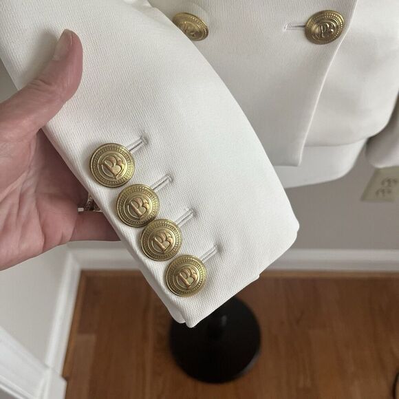 Pierre Balmain Tailored Ivory Blazer Womens 34 2 Gold Buttons Preppy Old Money - Picture 16 of 16